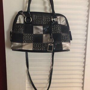 Giani Bernini black and silver patchwork purse